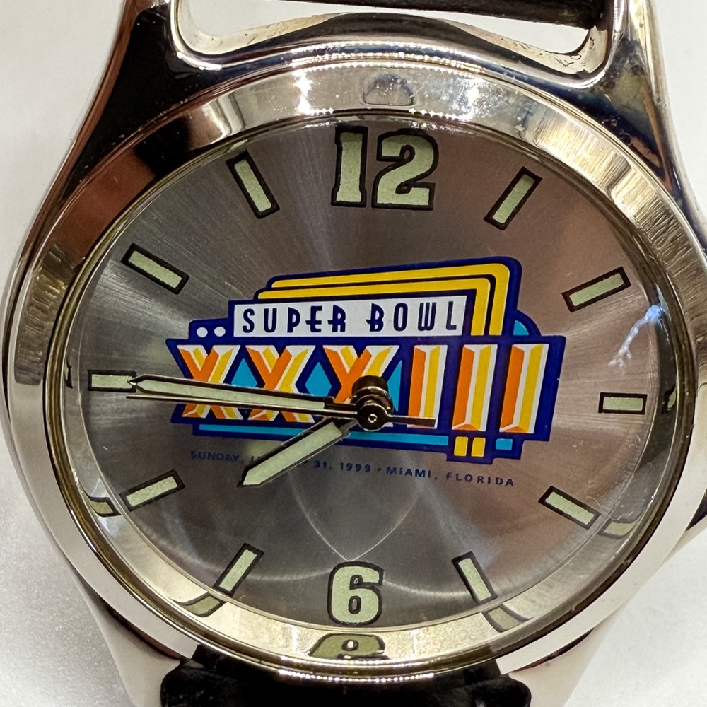 1999 Vintage NFL Super Bowl XXXIII Silver Watch